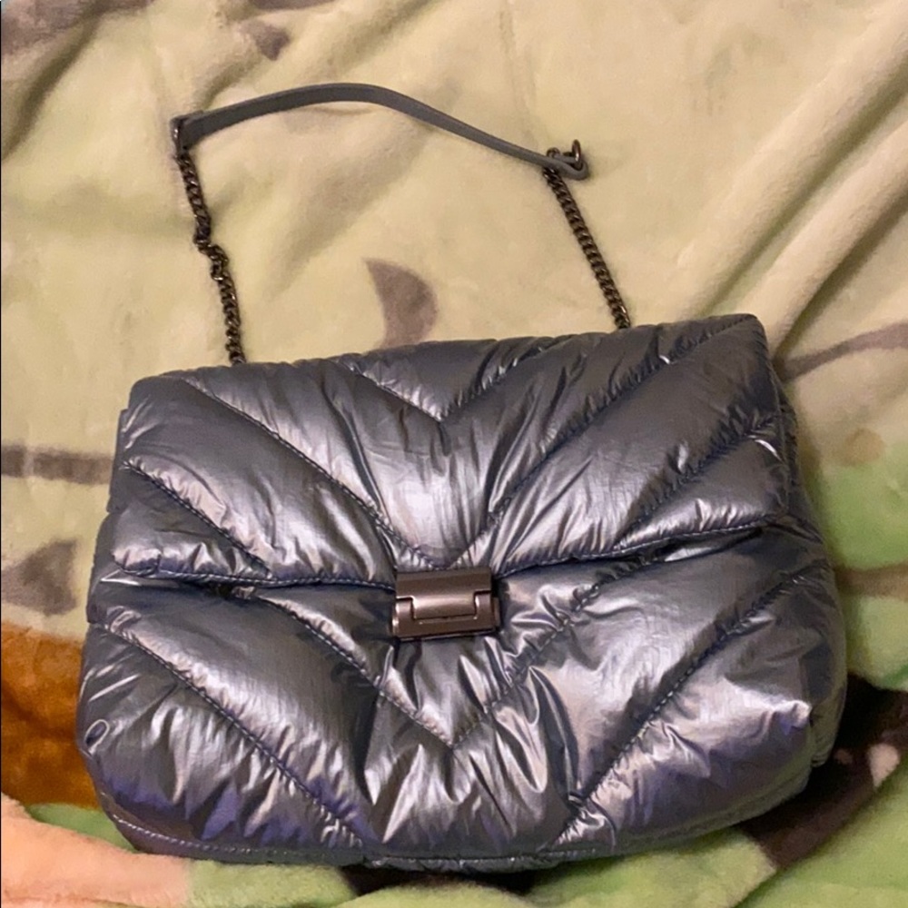 NWOT Zara metallics ice blue purse